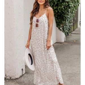 Pink Lily taupe Animal print maxi dress- NEW without tags